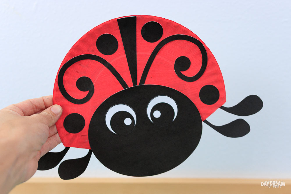 Cute paper plate ladybug facing forward.