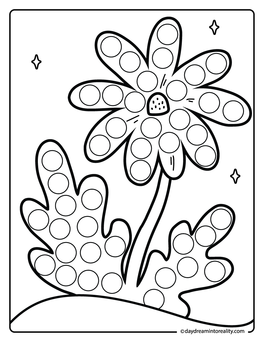 simple daisy dot marker printable for preschool flower activity page