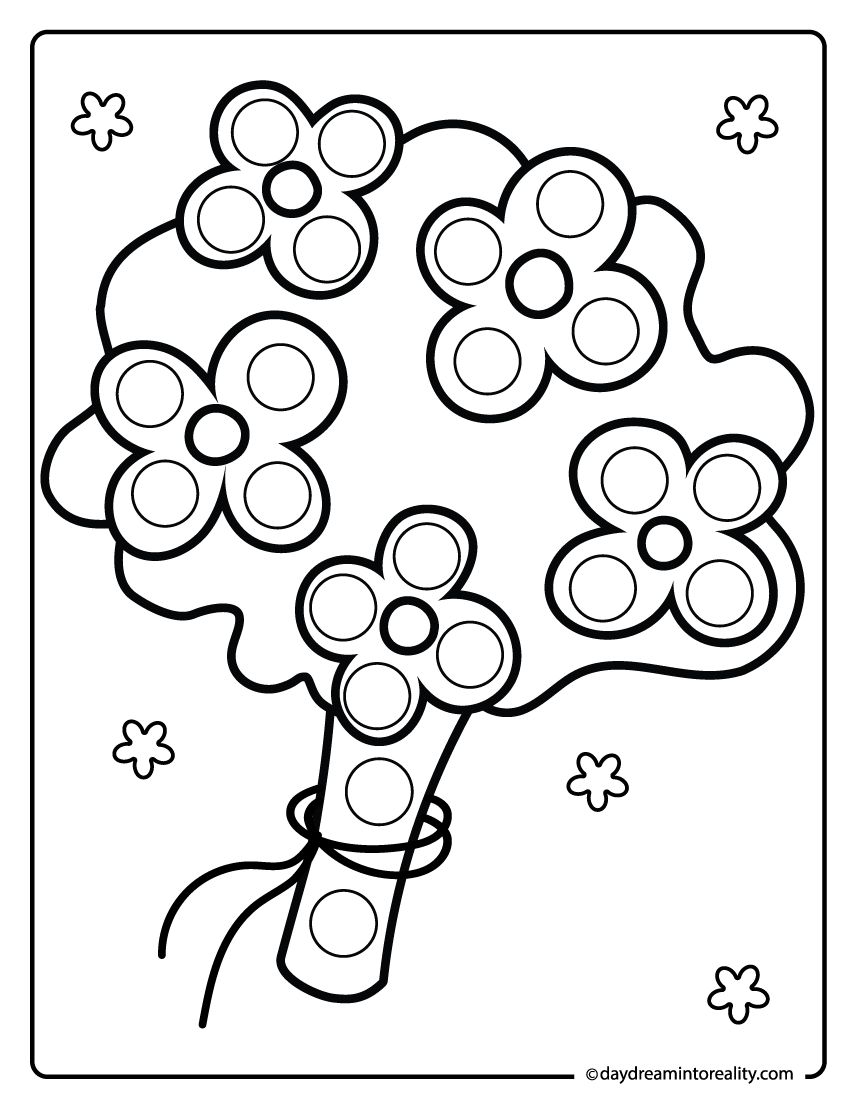simple flower bouquet dot marker printable for preschool activity worksheet