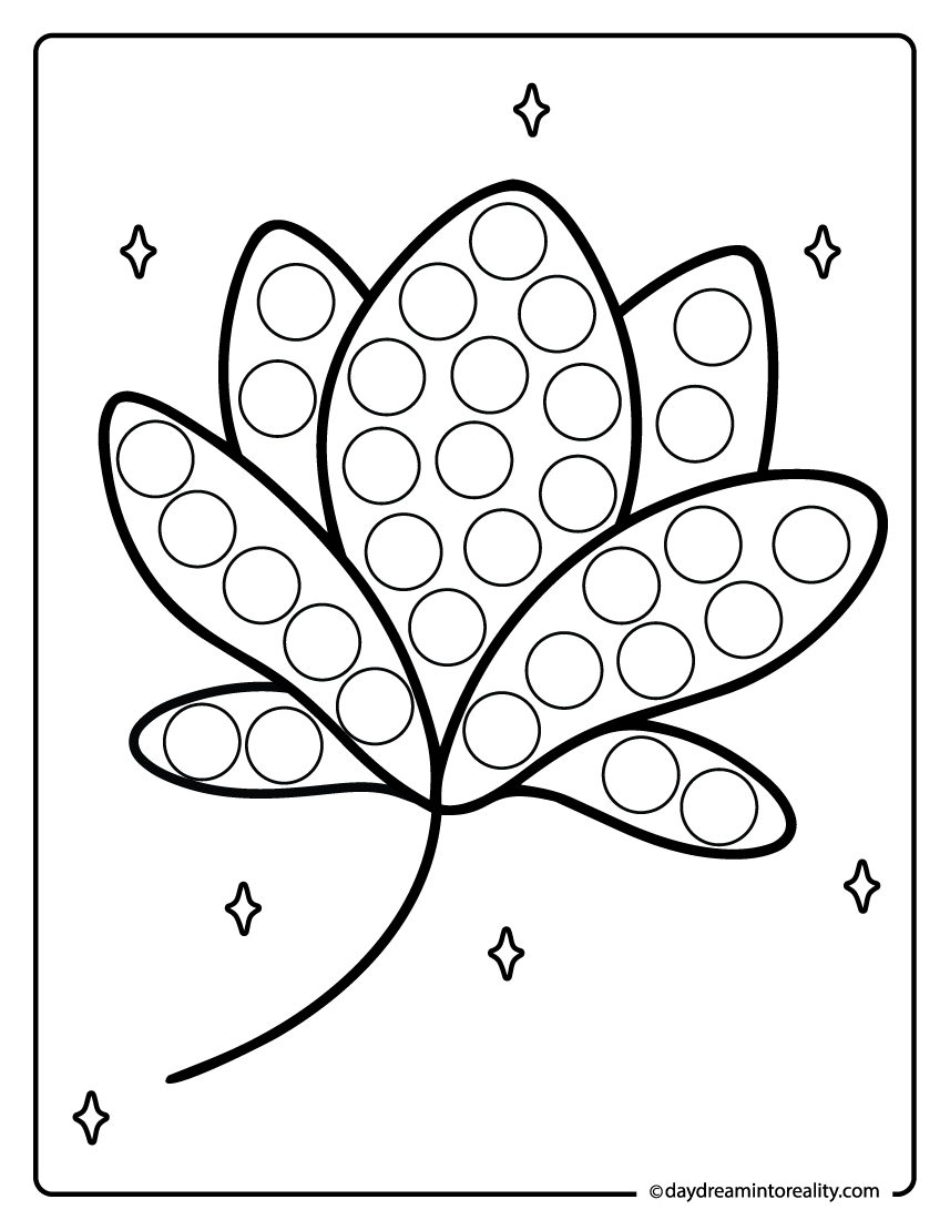 simple lotus flower dot marker printable for preschool activity worksheet