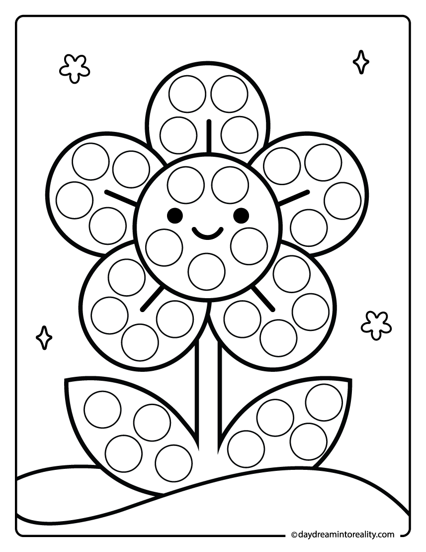 smiling daisy dot marker printable for preschool dab a dot activity