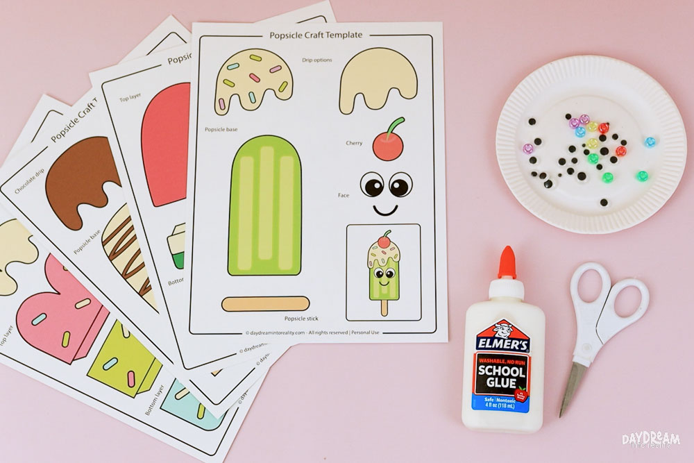 Materials for making a popsicle craft for kids