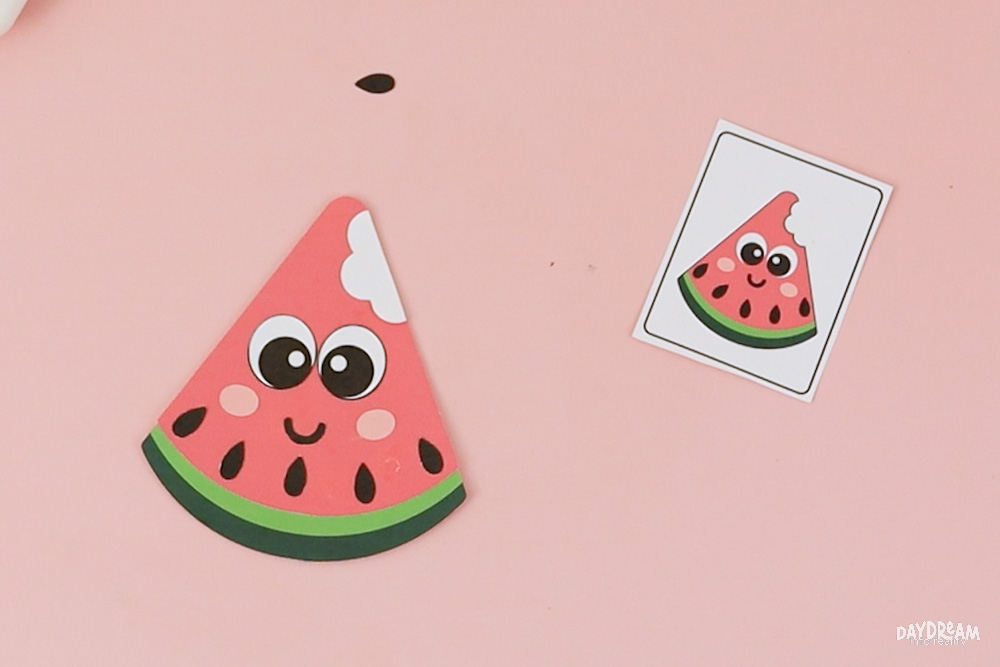 Glue bite to watermelon.