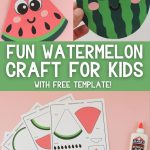 Cute watermelon craft for kids with easy free printable PDF templates and kawaii watermelon characters.