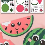 Fun DIY watermelon craft for kids with free printable PDF templates and cute watermelon characters.