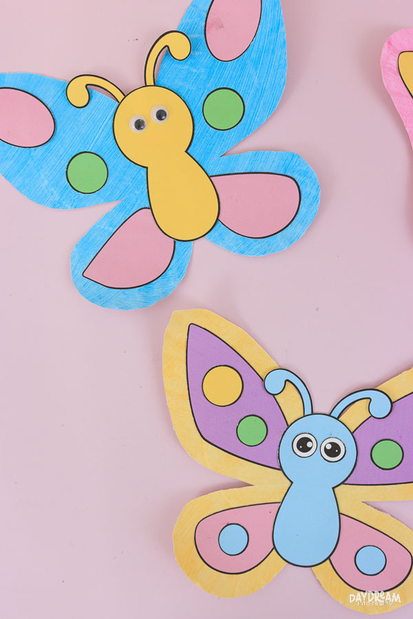 Blue and yellow paper plate butterflies