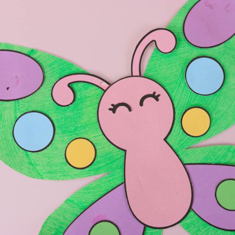 Cute green paper plate butterfly