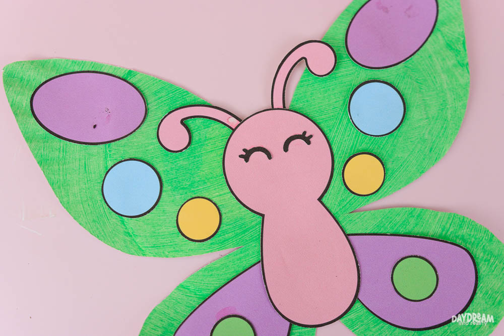 Cute green paper plate butterfly