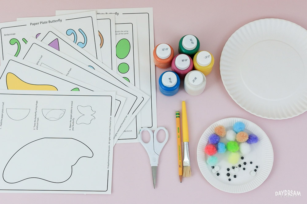 Materials for making a paper plate butterfly