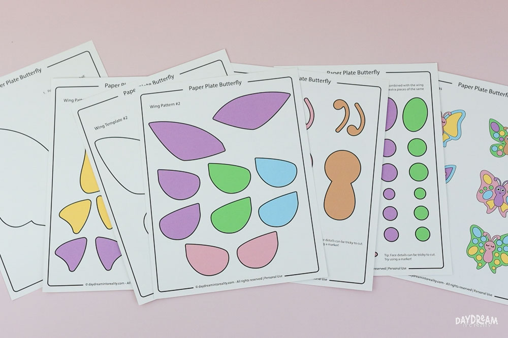 Printed paper plate butterfly PDF template