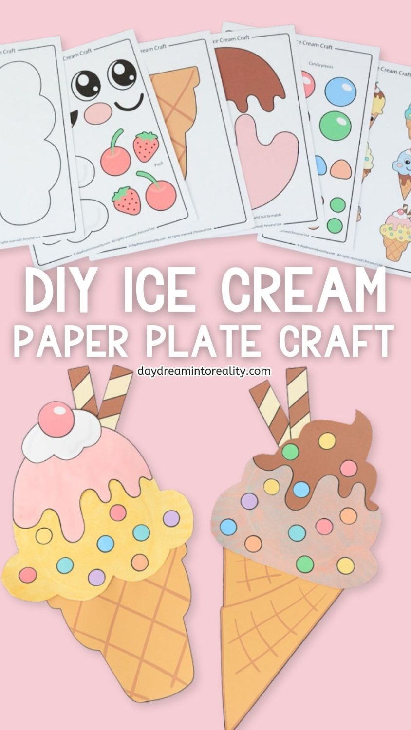 Free printable paper plate ice cream craft template for kids.