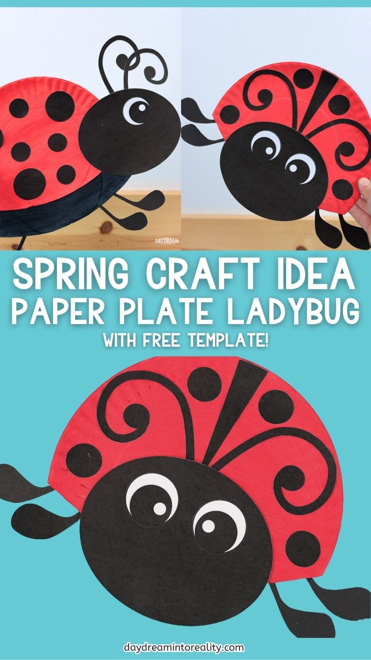 Paper plate ladybug craft for kids, Pinterest image