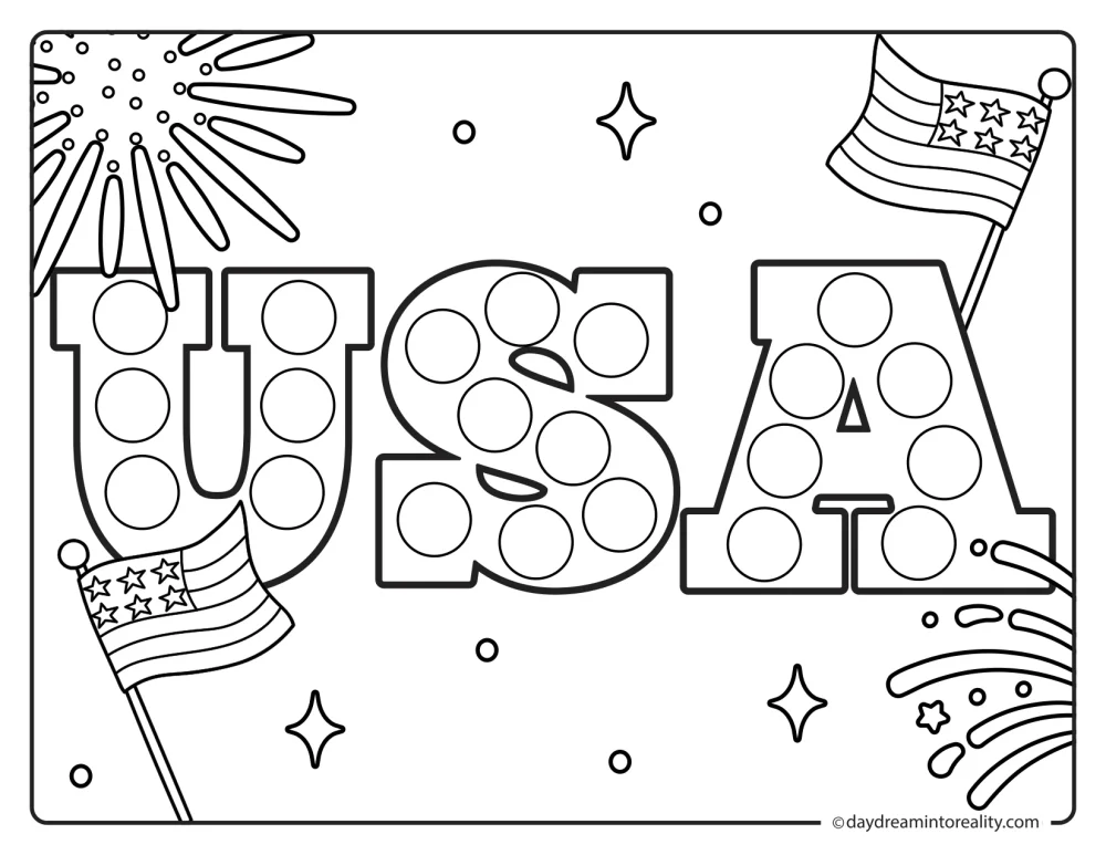 USA and American flag dot marker activity