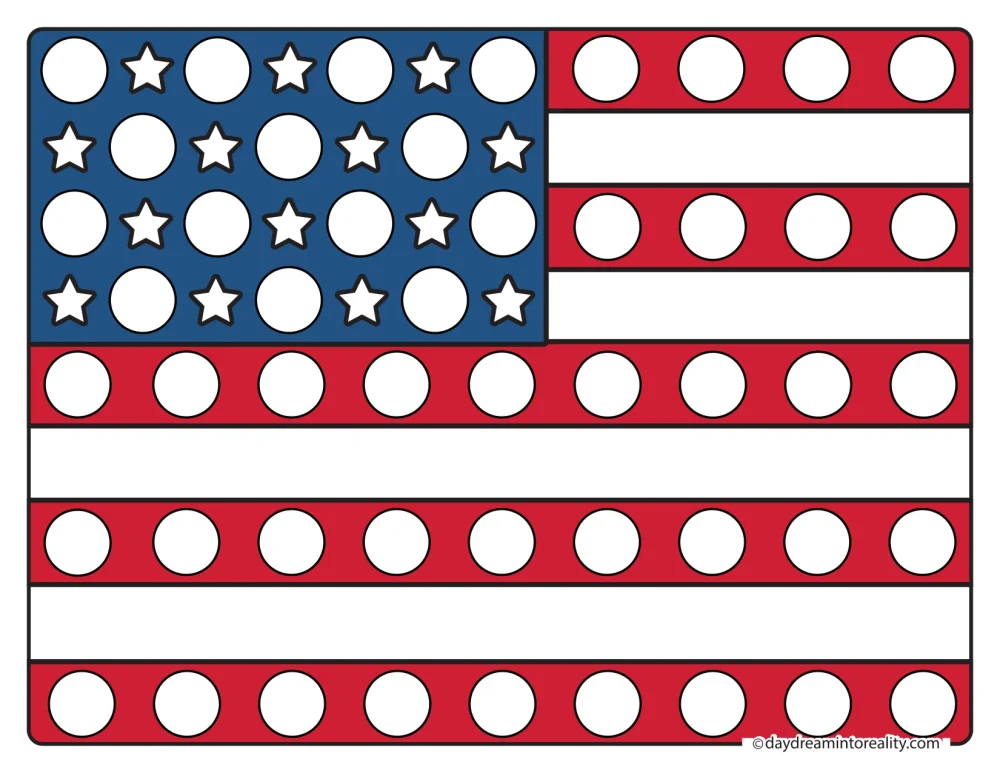 Color American flag 4th of July dot marker activity