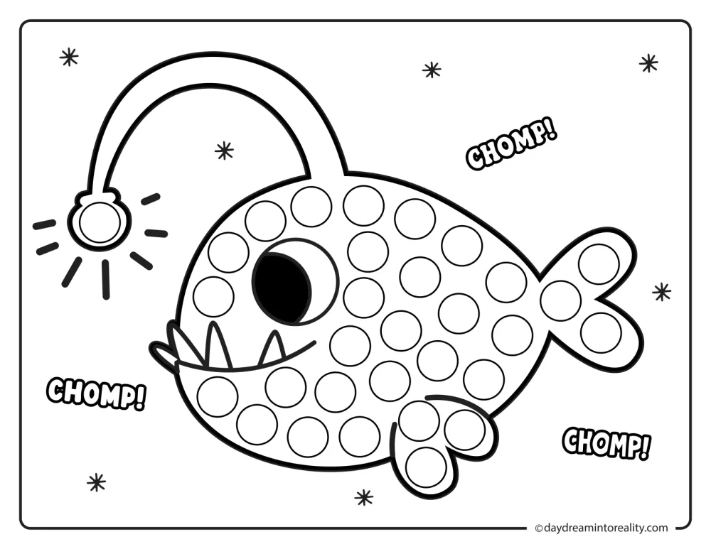 Anglerfish dot marker printable ocean activity for kids