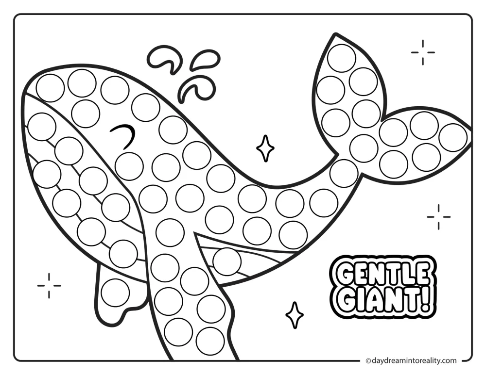 Blue whale dot marker printable ocean activity for kids