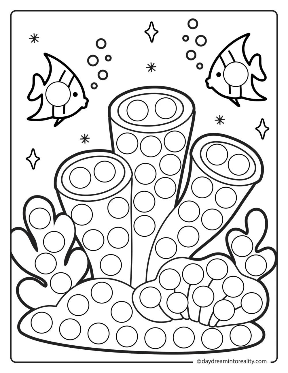 Coral reef dot marker printable for ocean learning activities