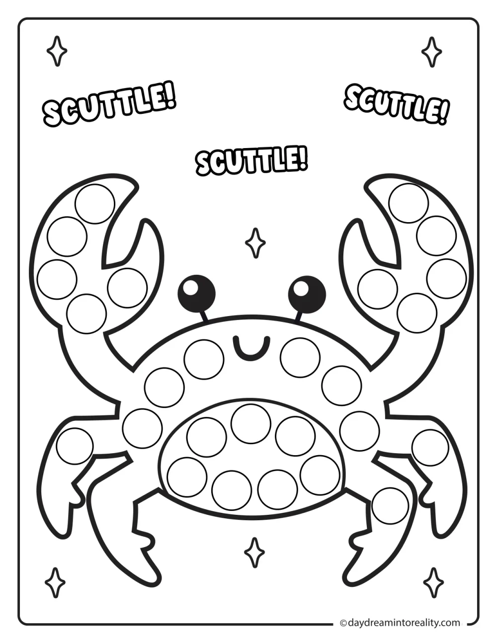 Crab dot marker printable ocean activity for kids
