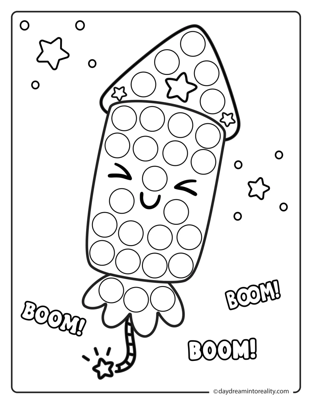Independence Day firework rocket dot marker printable
