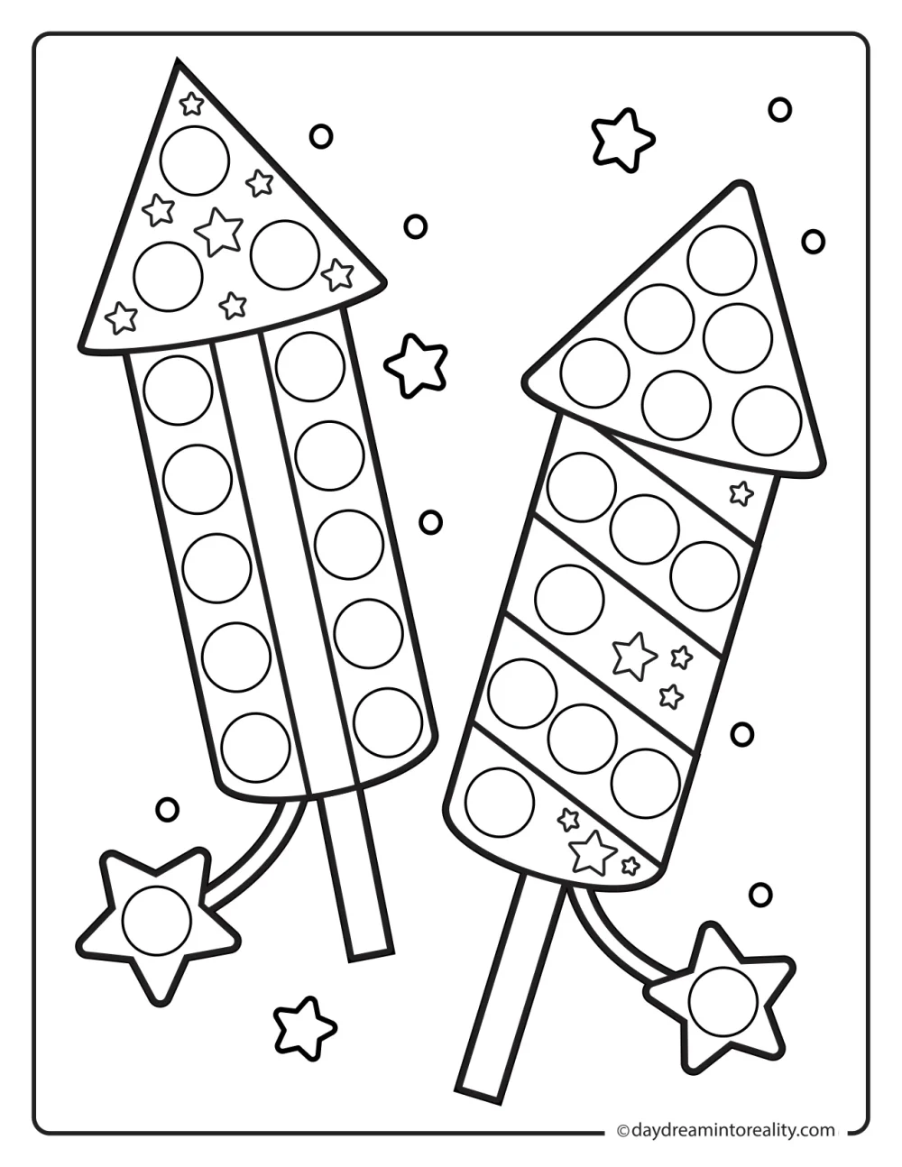 Independence Day firework rockets dot marker printable