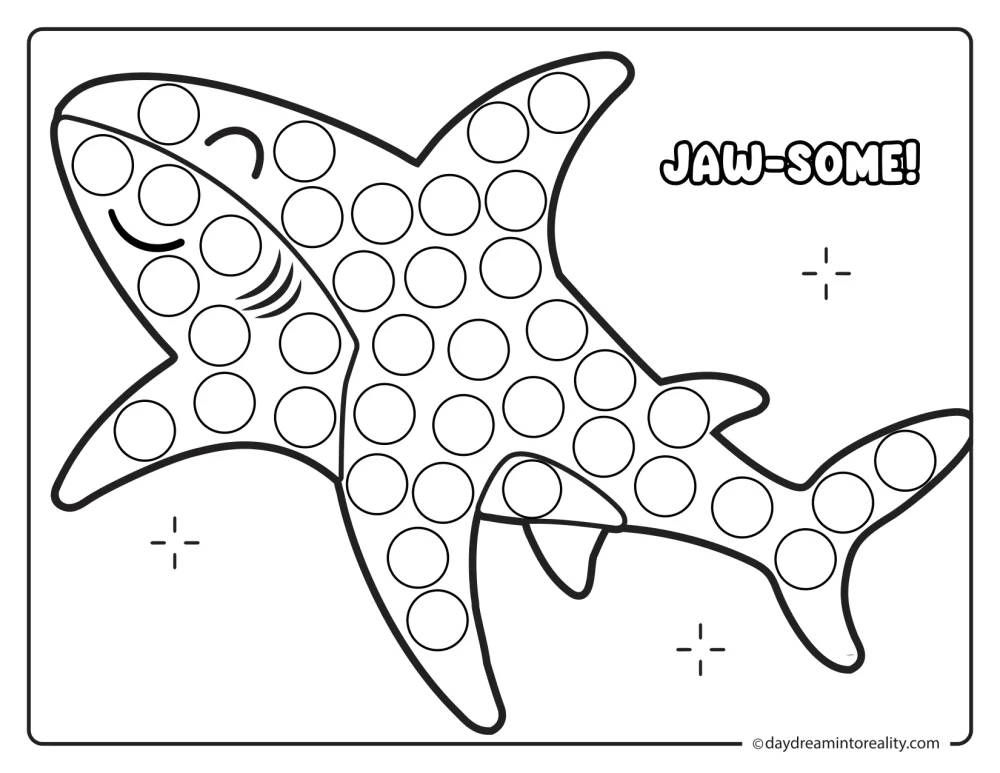 Hammerhead shark dot marker printable for preschoolers