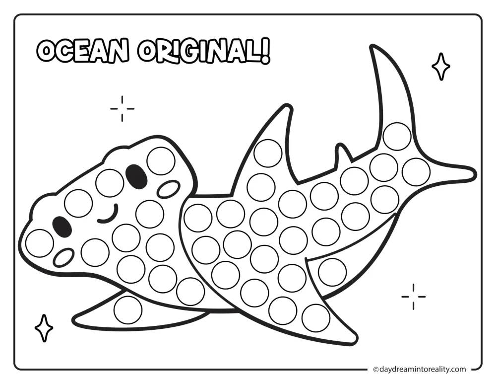 Great white shark dot marker printable ocean activity for kids