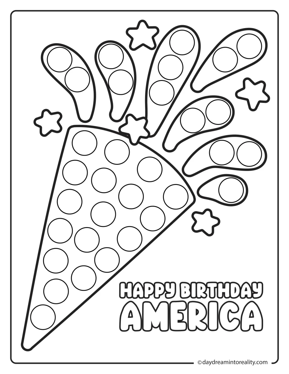 Happy Birthday America dot marker printable for kids