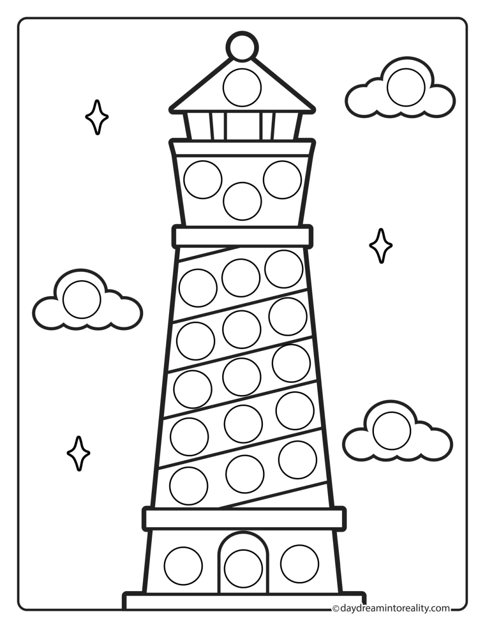 Lighthouse dot marker printable beach and ocean activity for kids