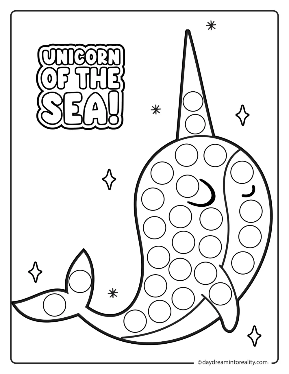Narwhal dot marker printable ocean animal activity for kids