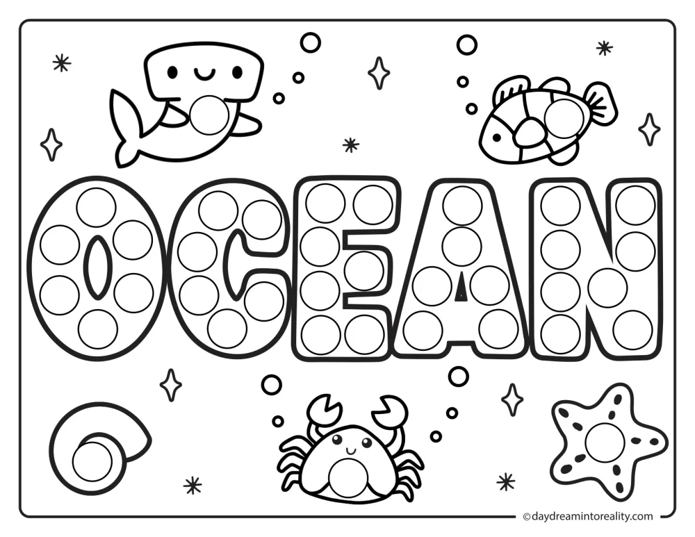 Ocean dot marker printable pack cover page