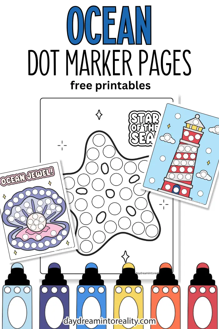 Free ocean dot marker printables featuring sea animals and underwater themes.