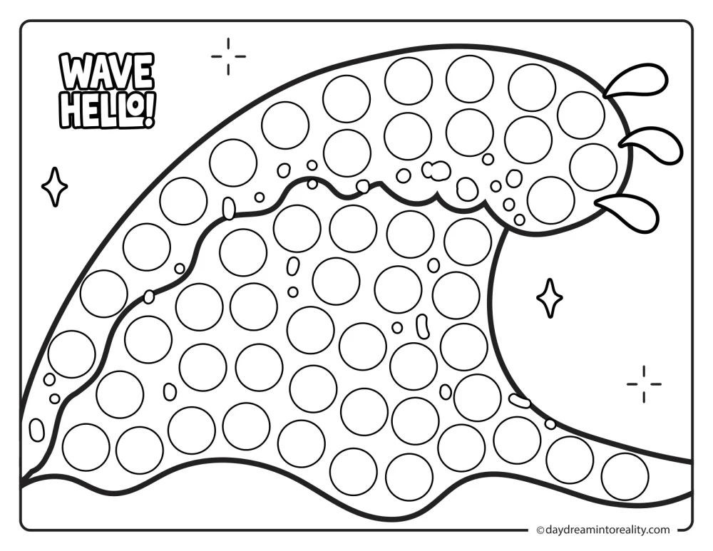 Ocean wave dot marker activity printable for kids