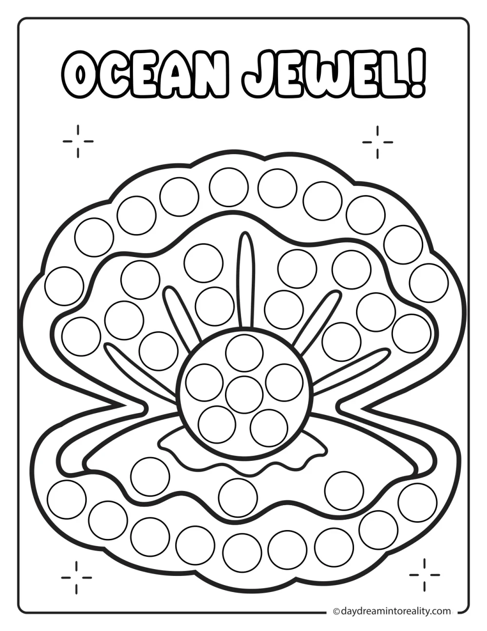 Oyster with pearl dot marker printable for kids