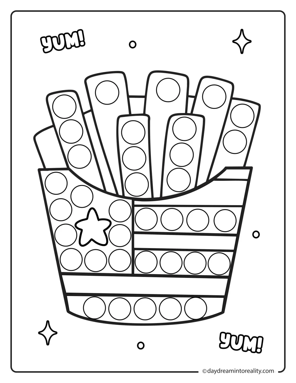 4th of July French fries dot marker activity page