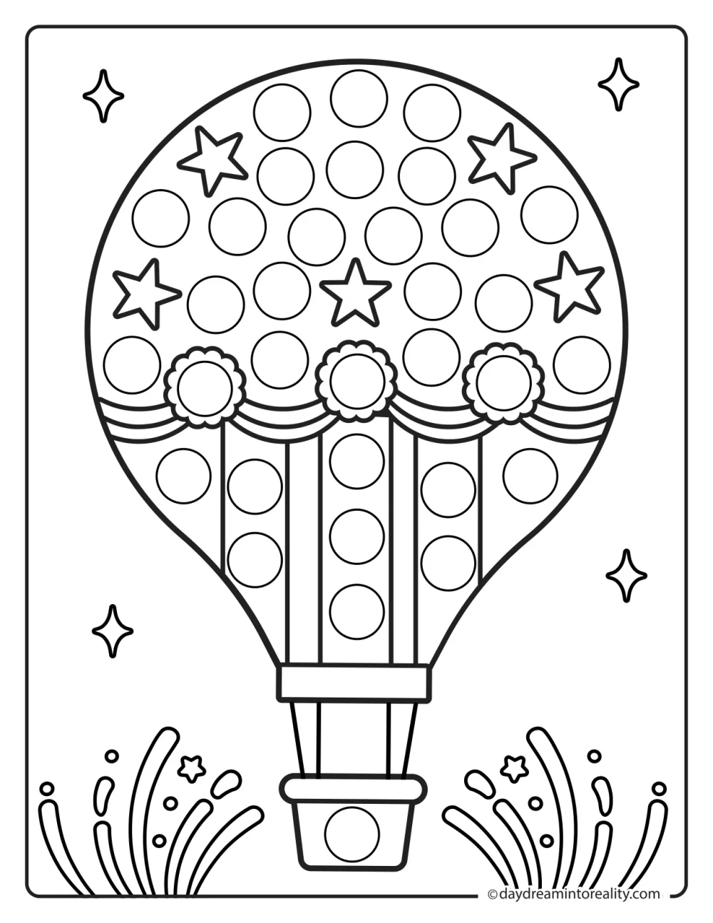 Patriotic hot air balloon dot marker printable