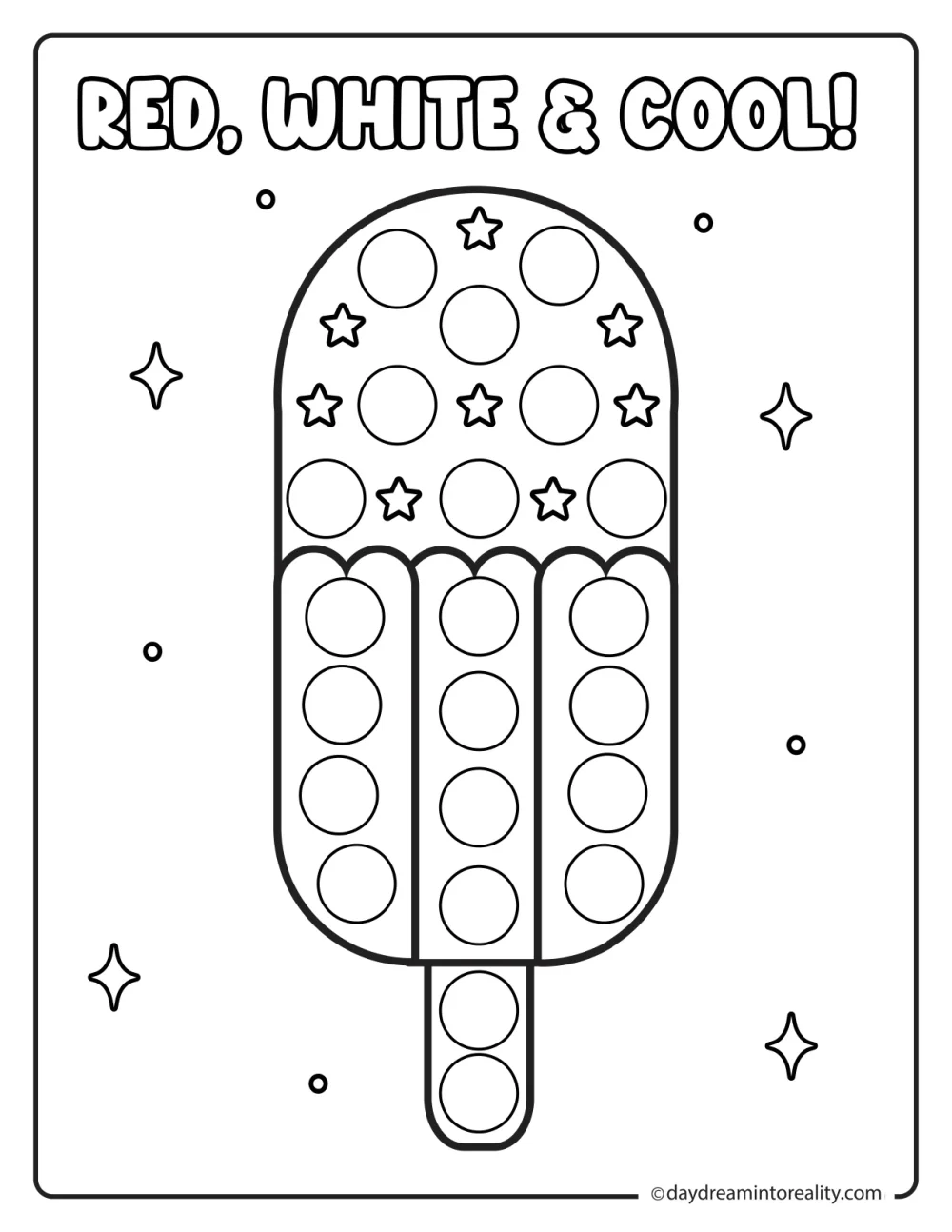 Color patriotic popsicle 4th of July dot marker activity for preschoolers