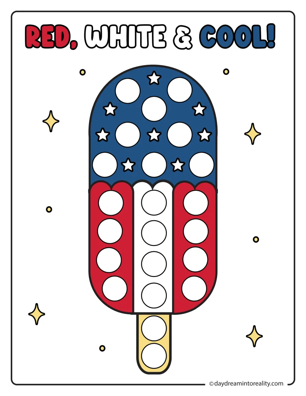 Color patriotic popsicle 4th of July dot marker activity