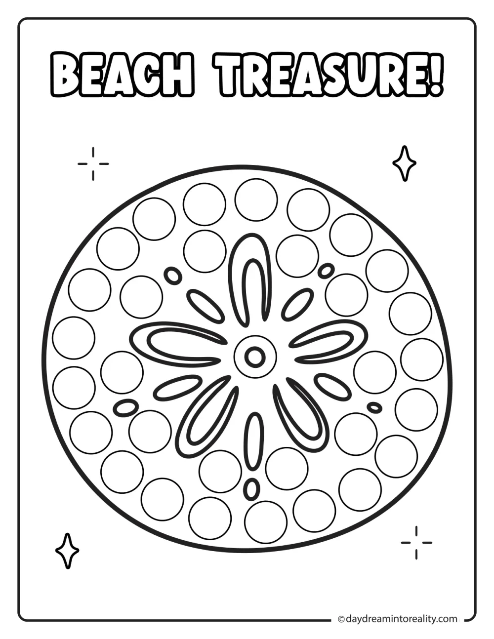 Sand dollar ocean printable for dot marker activities
