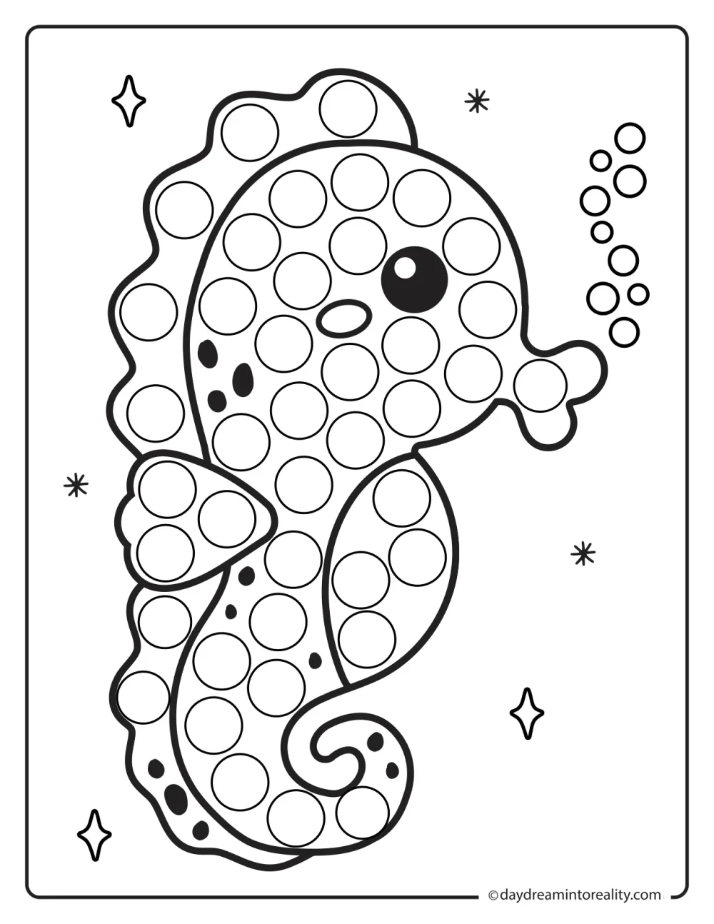 Seahorse dot marker printable for preschool, pre-k, and kindergarten