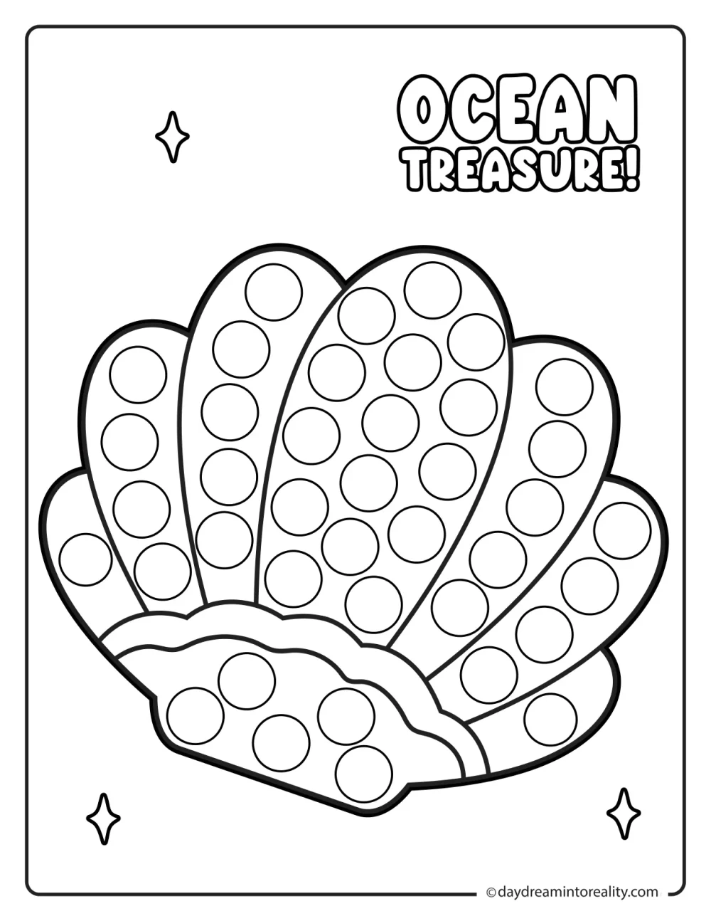 Seashell dot marker printable for preschool and early elementary students