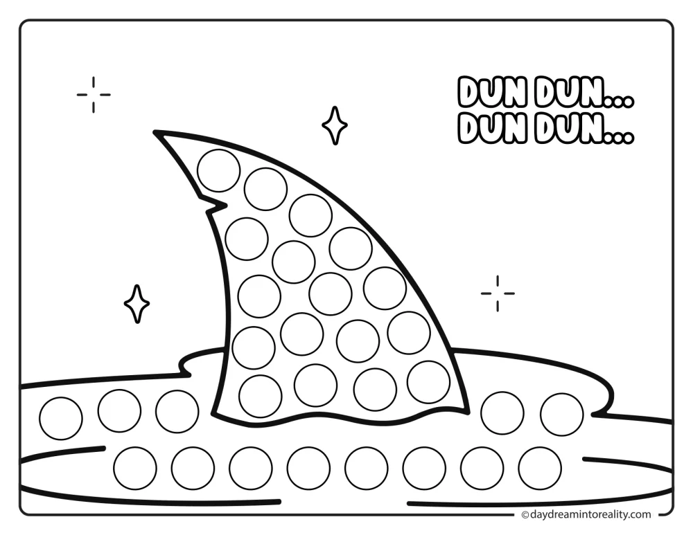 Shark fin dot marker printable ocean activity for kids