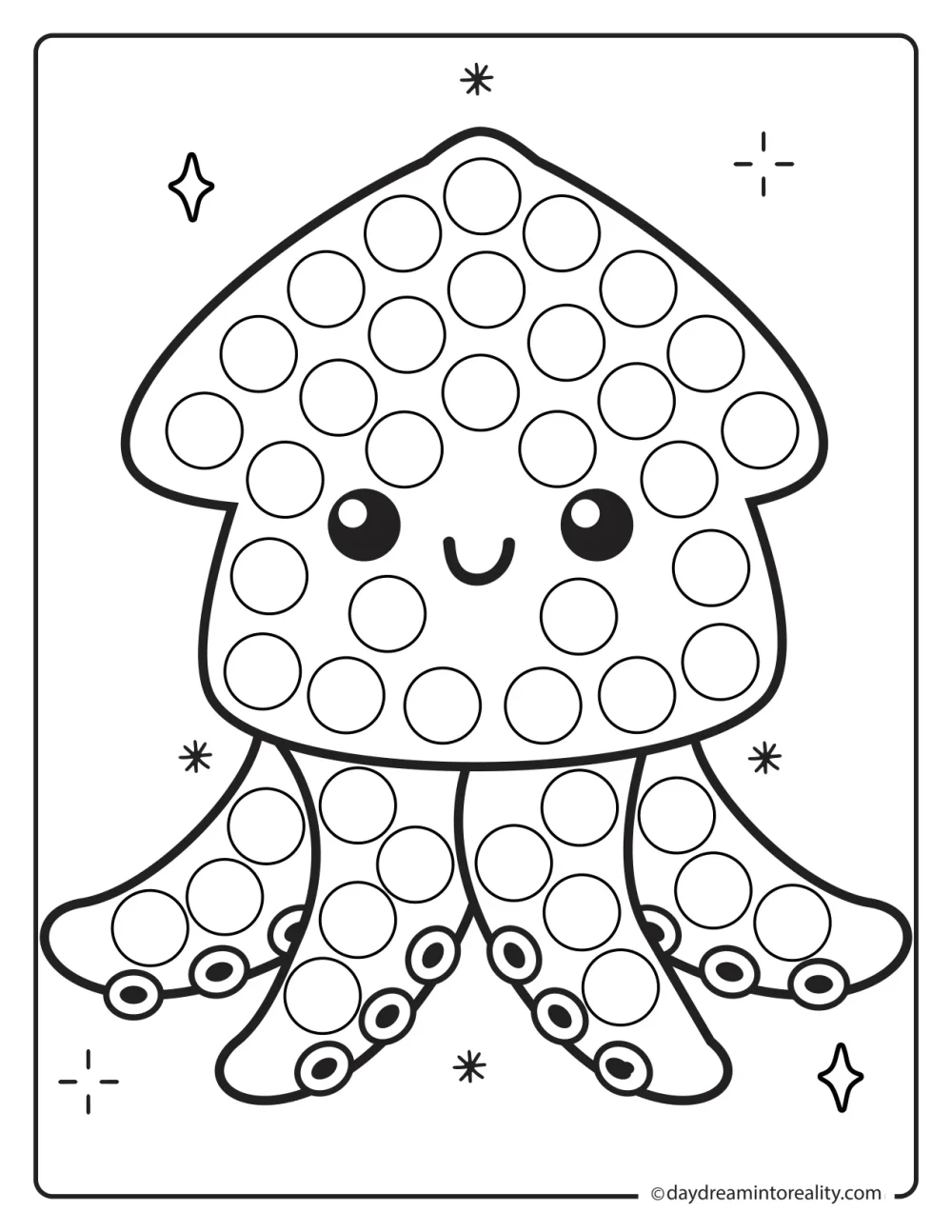 Squid dot marker printable ocean animal activity for kids