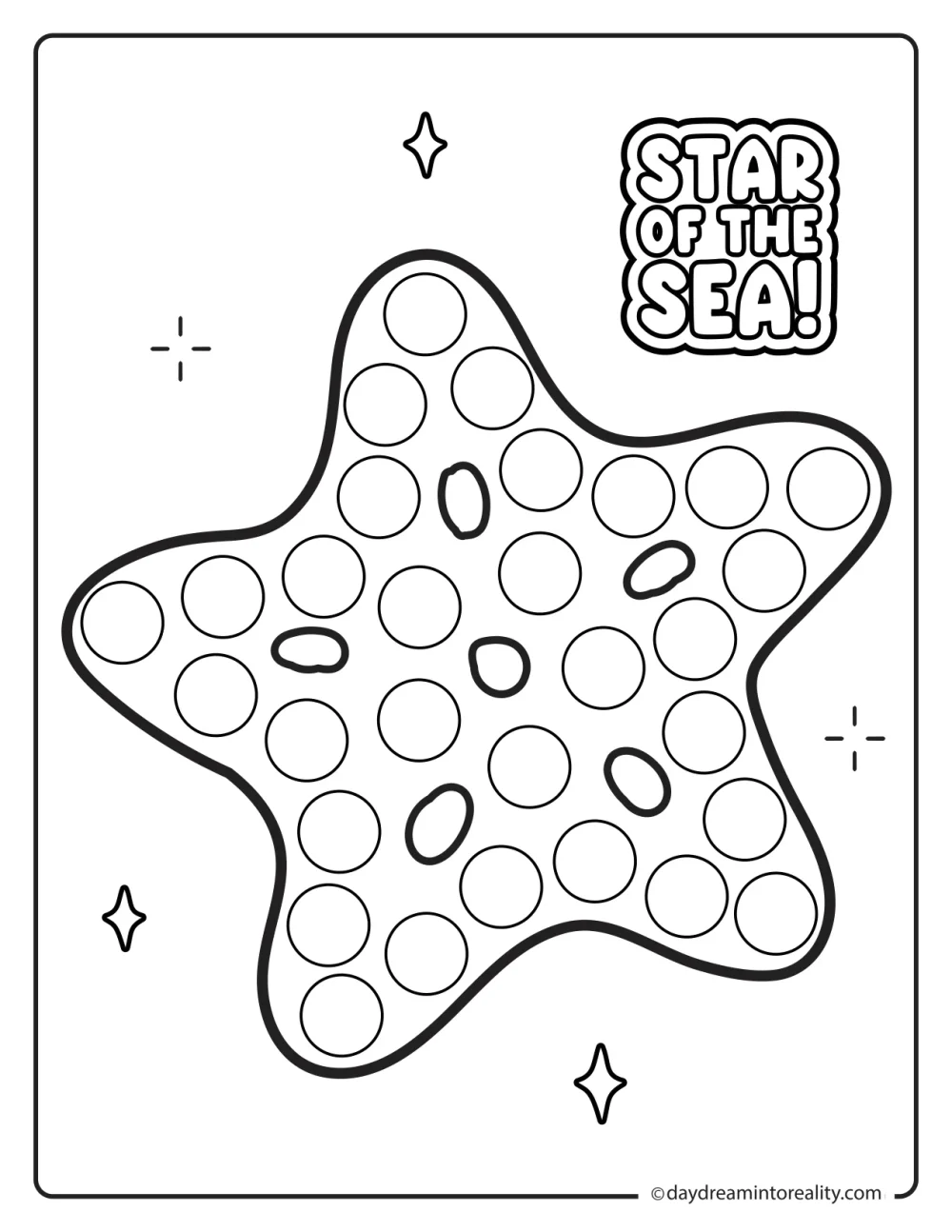 Starfish dot marker printable activity for preschool and kindergarten kids