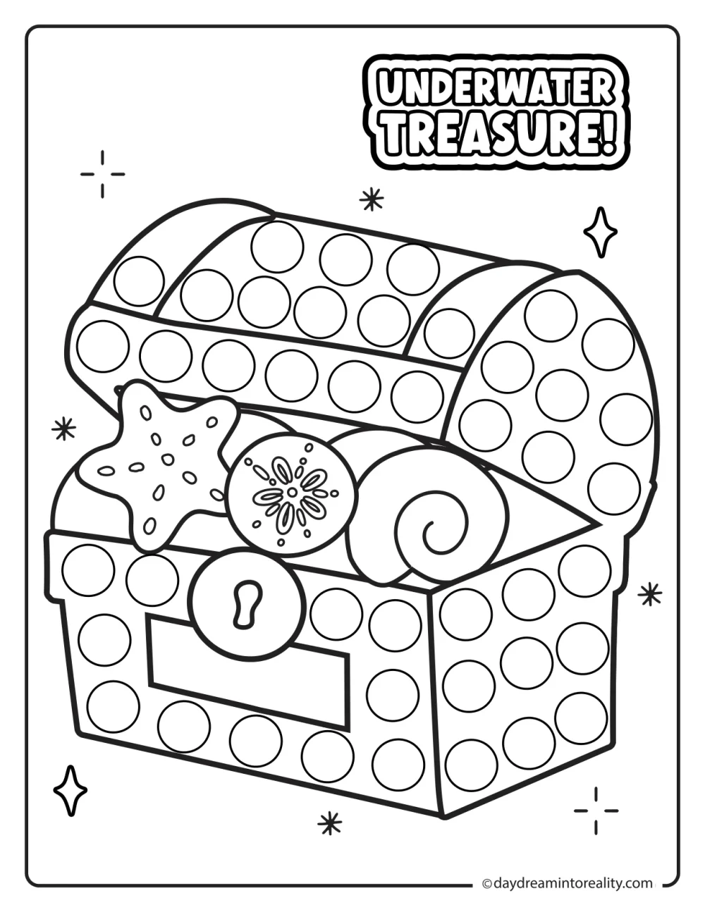 Underwater treasure chest dot marker printable for kids