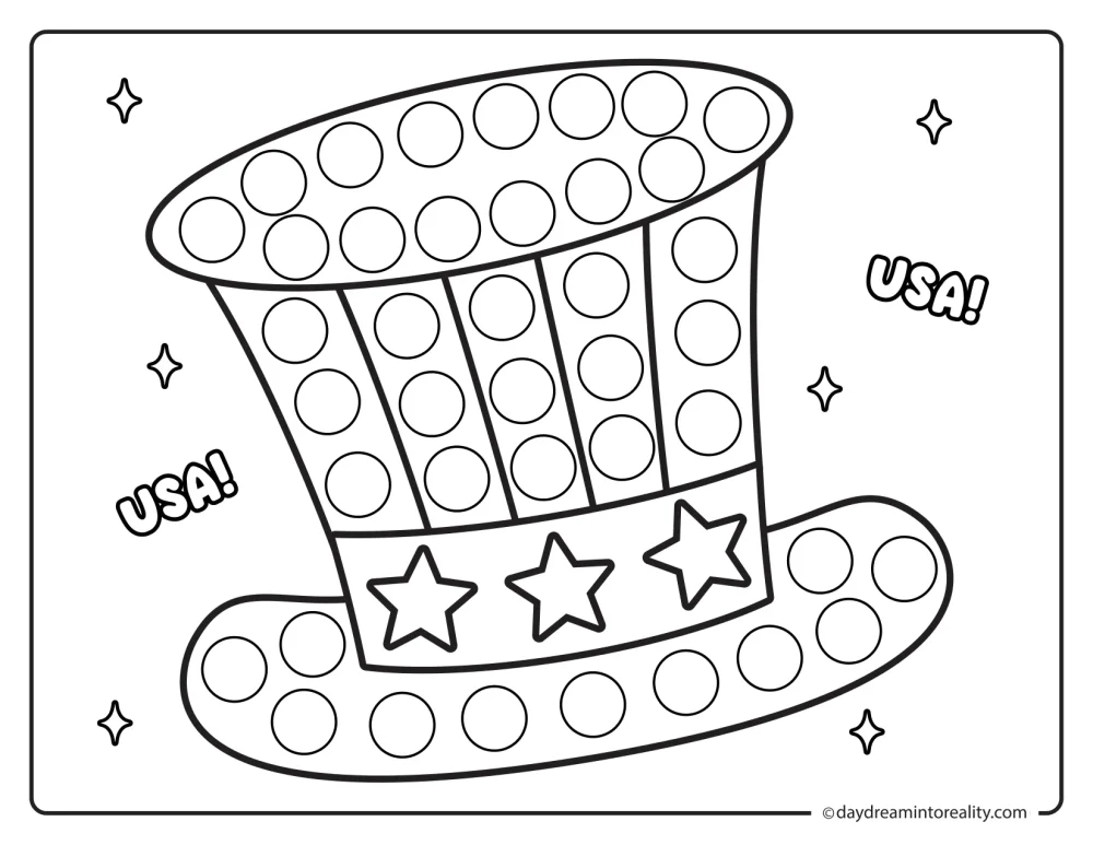 Uncle Sam hat 4th of July dot marker printable