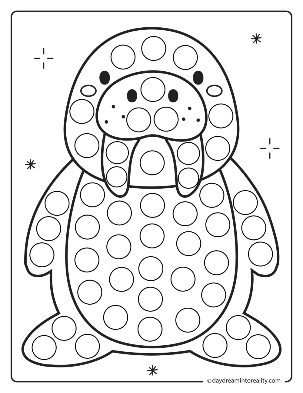 Walrus dot marker printable for preschool and elementary students