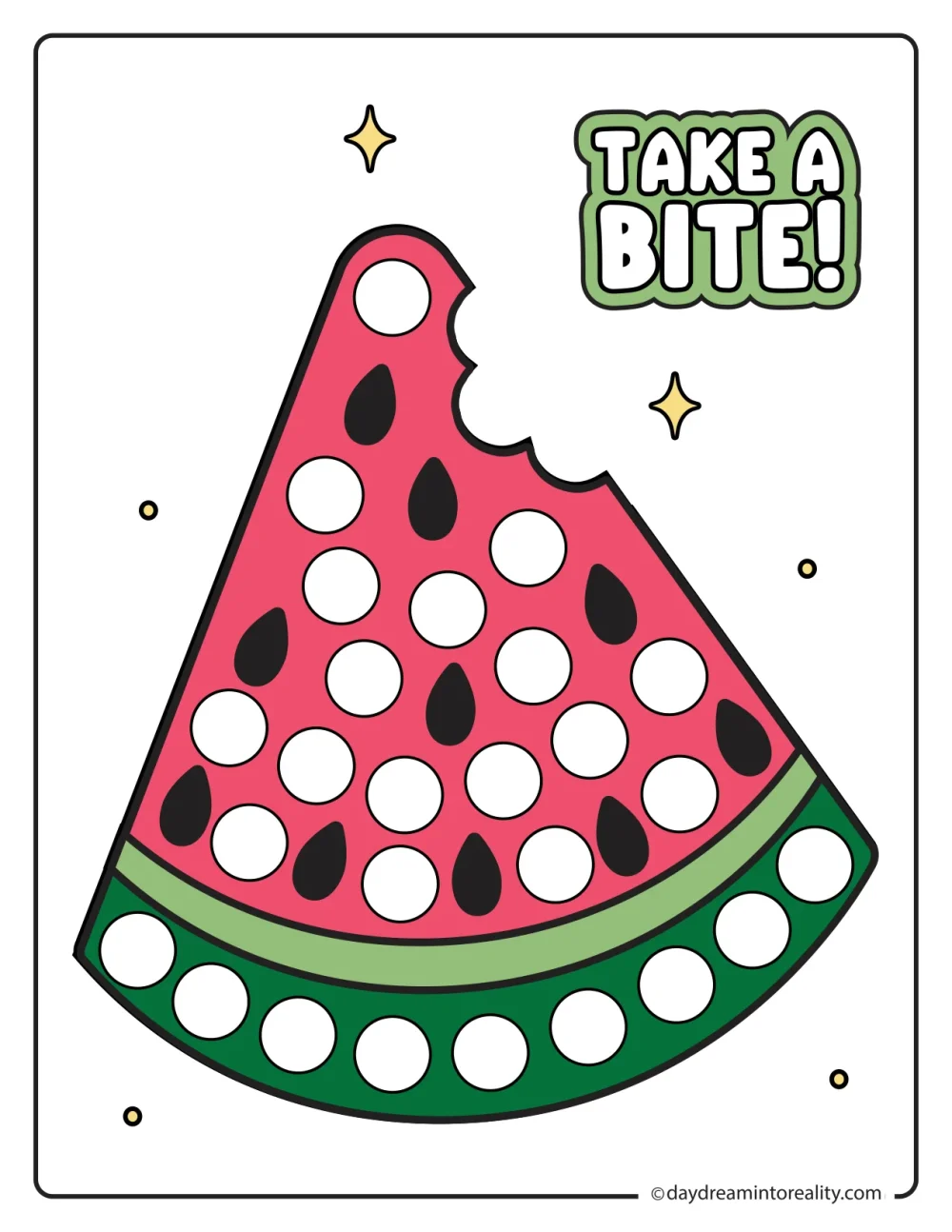 Color watermelon dot marker printable for summer fun